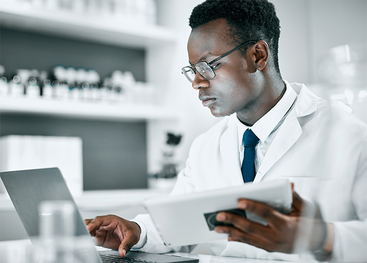 A healthcare professional conducting research.