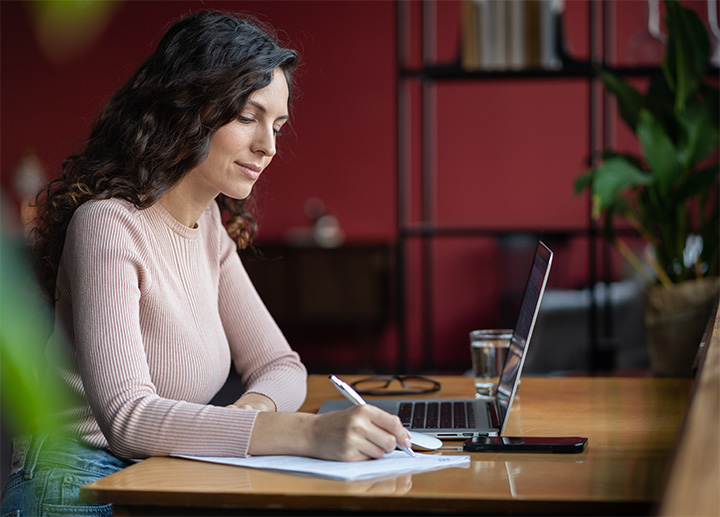 A student attending an online class.
